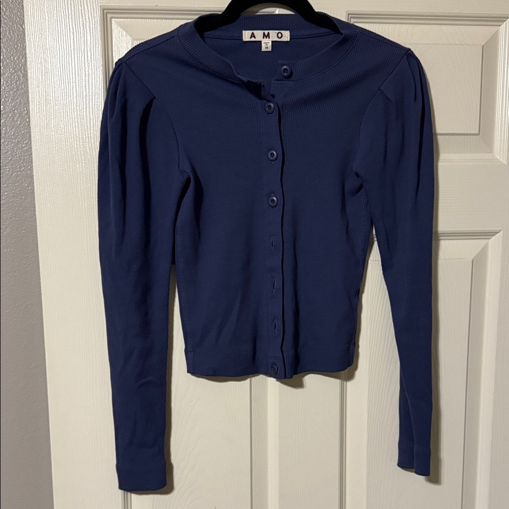 AMO Blue Button-Up Cardigan